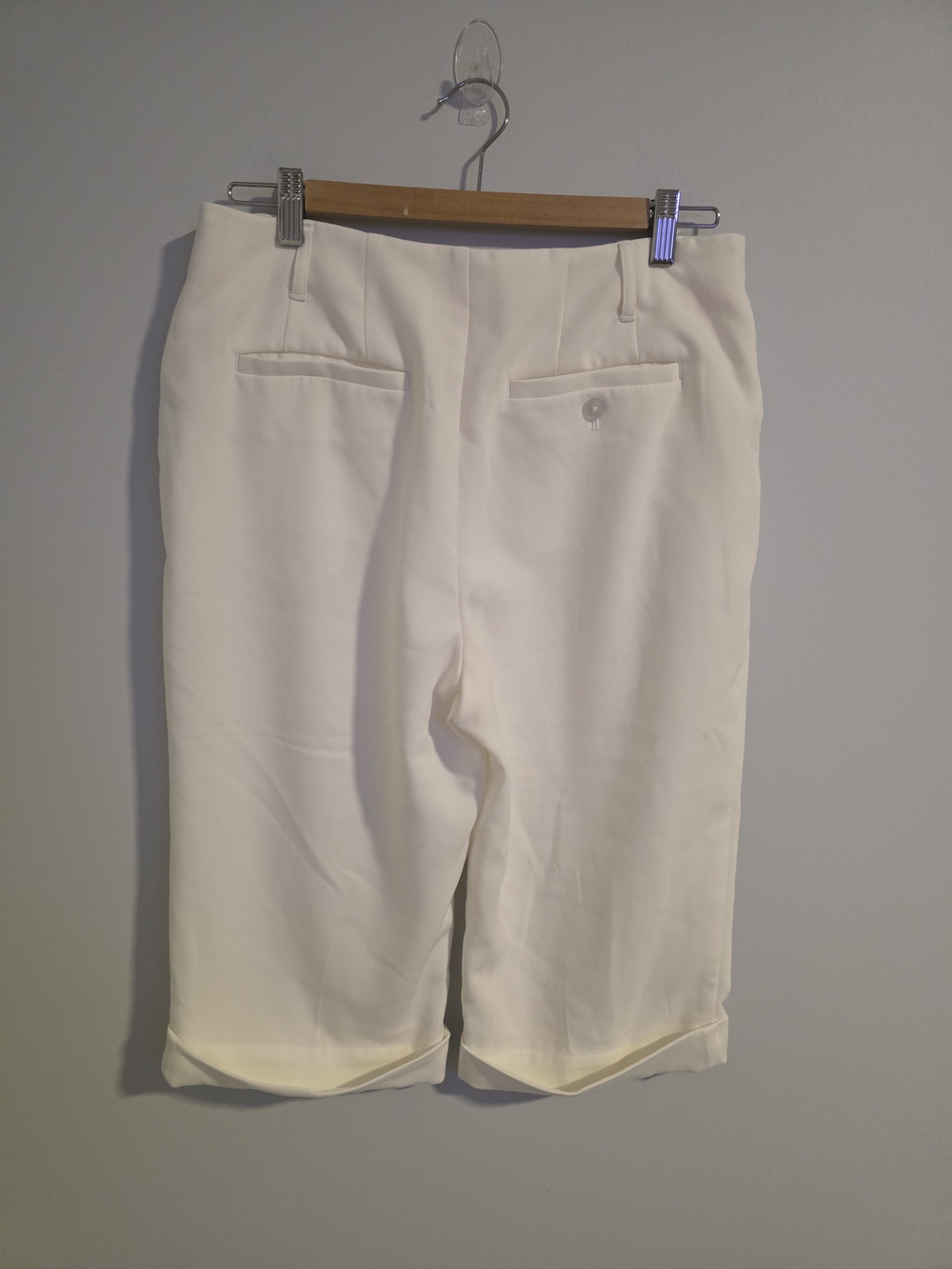 Maeve Anthropologie Cream Tailored Shorts Size 12 Elegant Minimalist Cuffed Hem - Picture 5 of 12